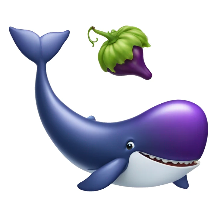 Whale eating an eggplant sticker