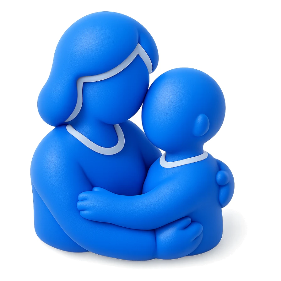 mother and son hugging figures sticker