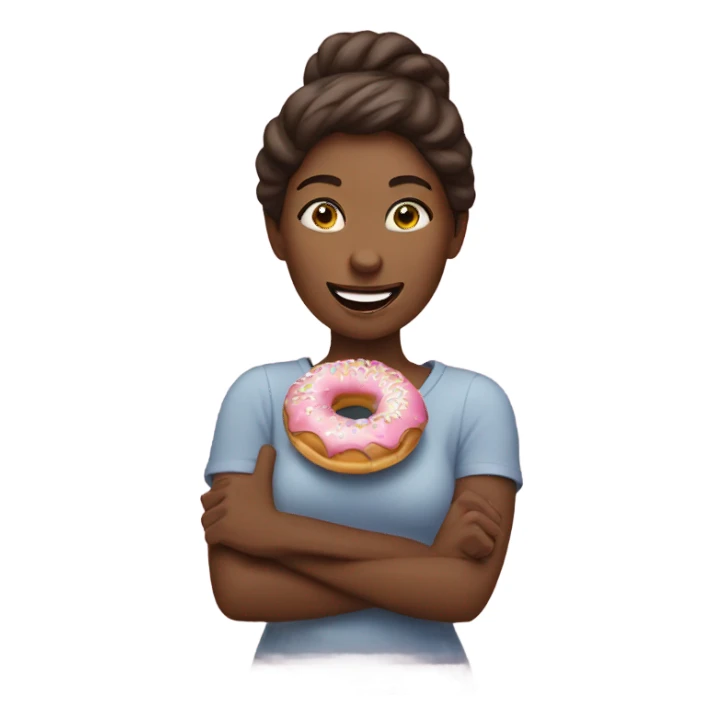 Woman eating donut sticker