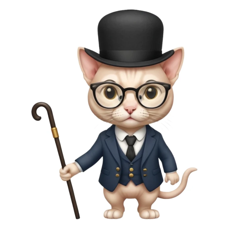 сделай кота сфинка в очках и шляпе и с тросточкой sticker