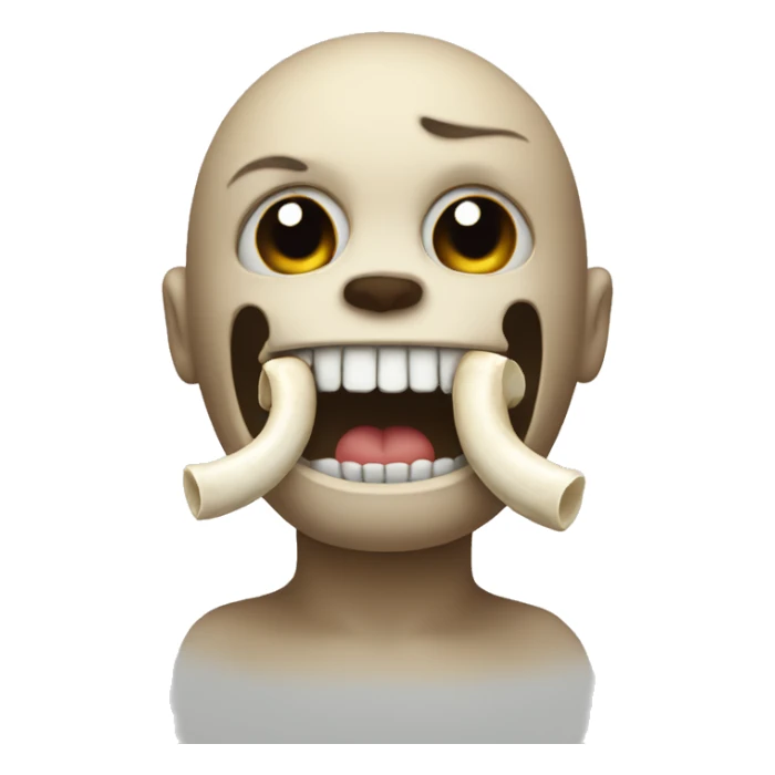 Emoji with bone in mouth sticker