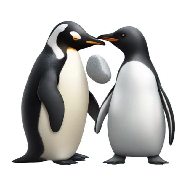 Penguin giving another penguin a pebble sticker