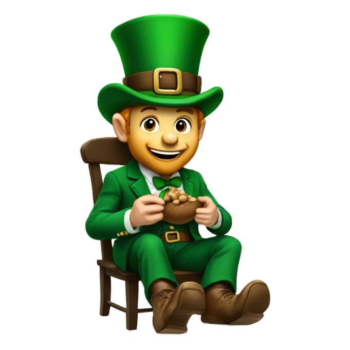 Leprechaun eating an acorn sticker