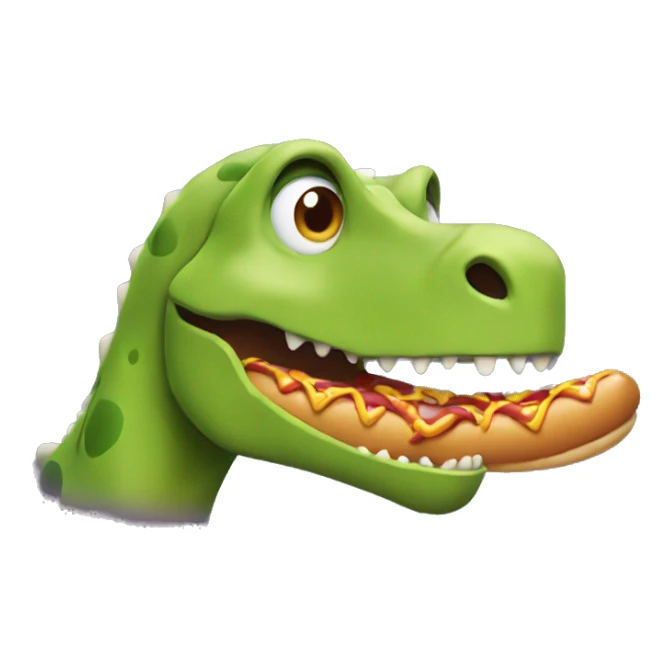 Dinosaur eating hotdog sticker