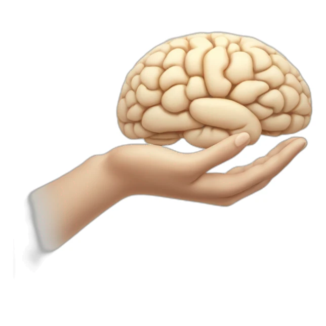 Hand with brain sticker