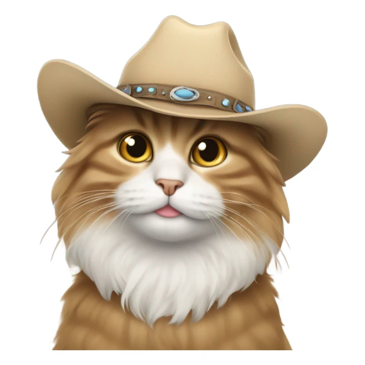 Fluffy cute Cat with a cowboy hat sticker
