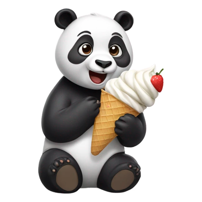 Panda eating ice cream sticker