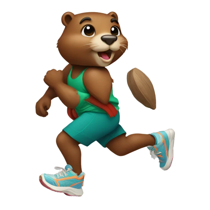 Running beaver in sneakers  sticker
