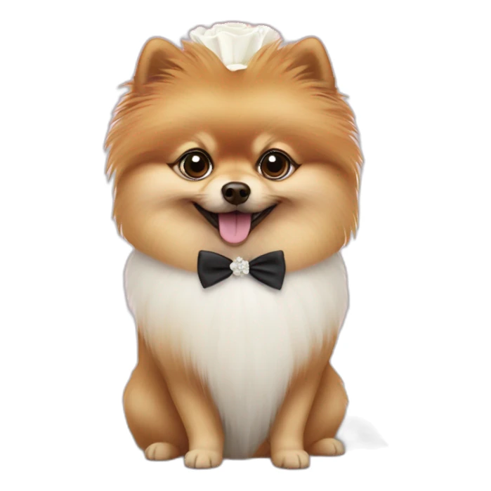 Pomeranian in a wedding sticker