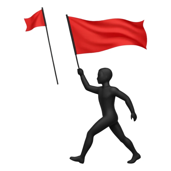minimalist human silhouette holding a red flag sticker