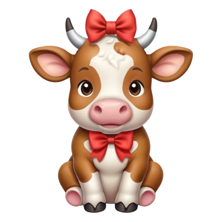 Cute cow with a bow sitting down sticker