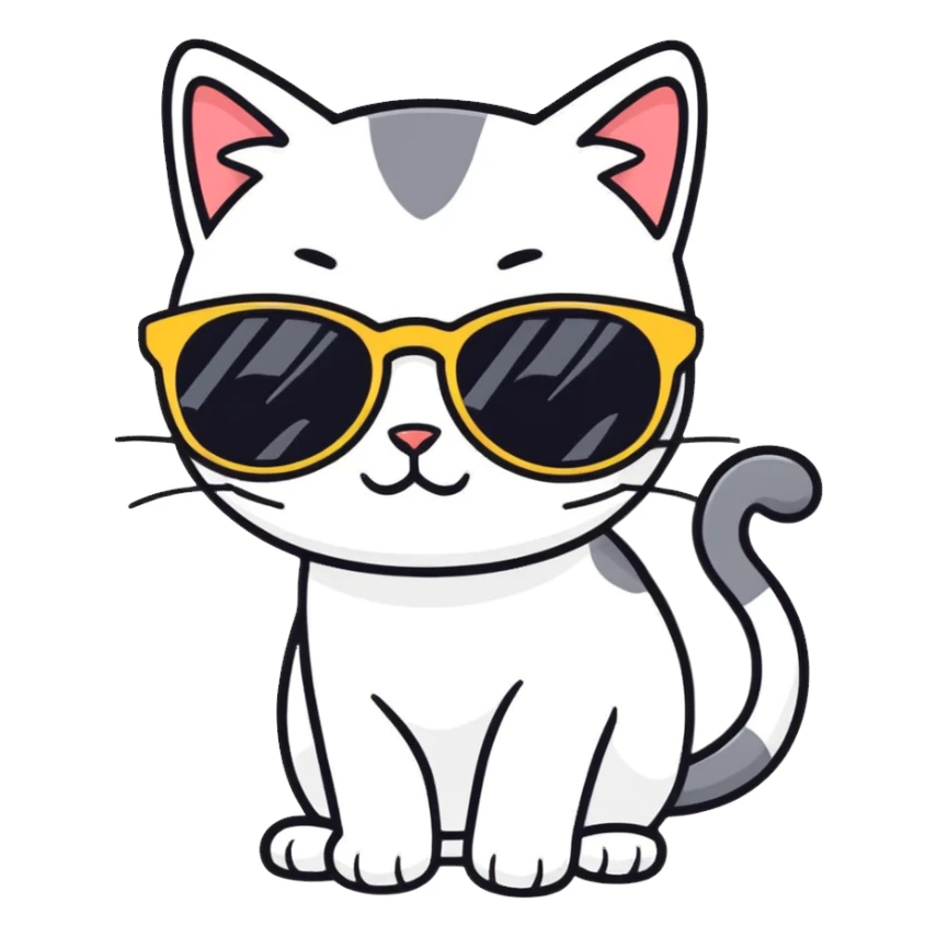 Cat with sunglasses sticker
