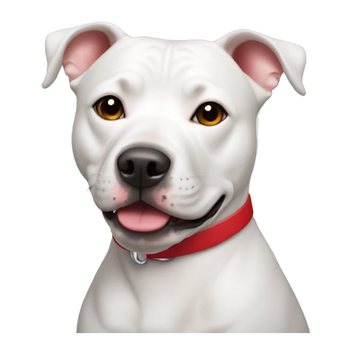 White staffy wearing red collar  sticker