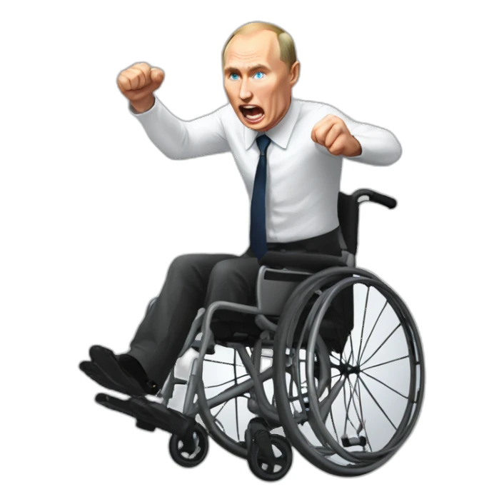 Furious vladimir putin wheelchair jumping sticker