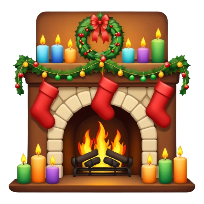 Christmas fireplace with decorations sticker