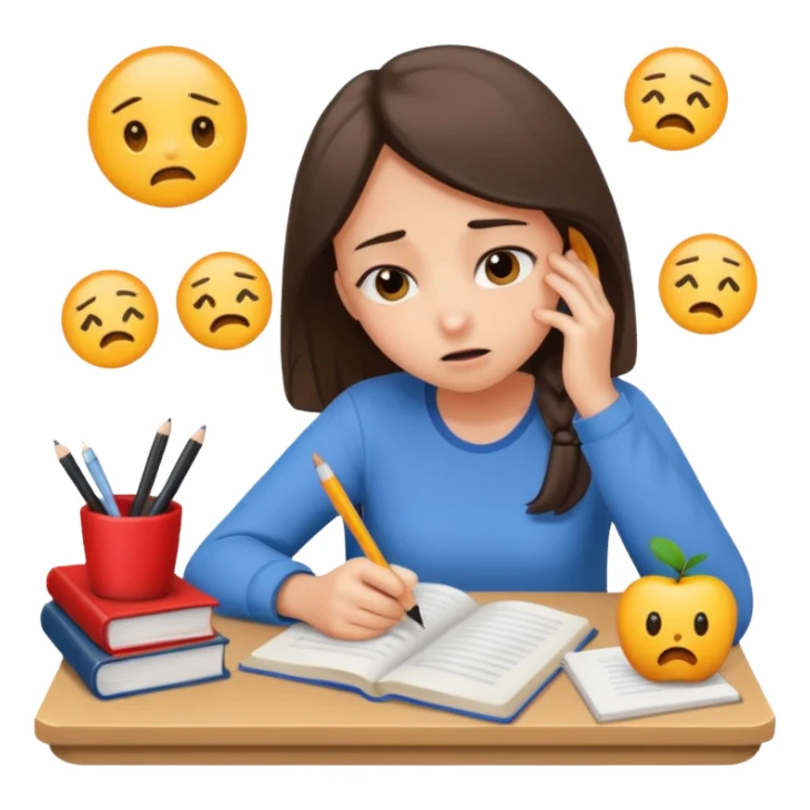 a girl stressing out studying  sticker