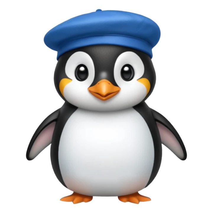 Penguin with blue beret hat sticker