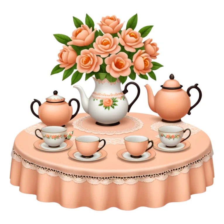 Peach colored tea party table setting sticker