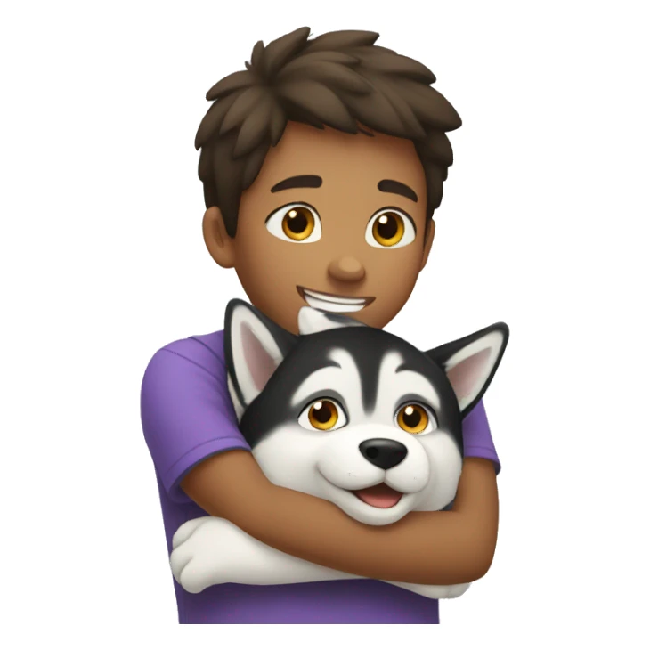 kid is hugging  husky  sticker