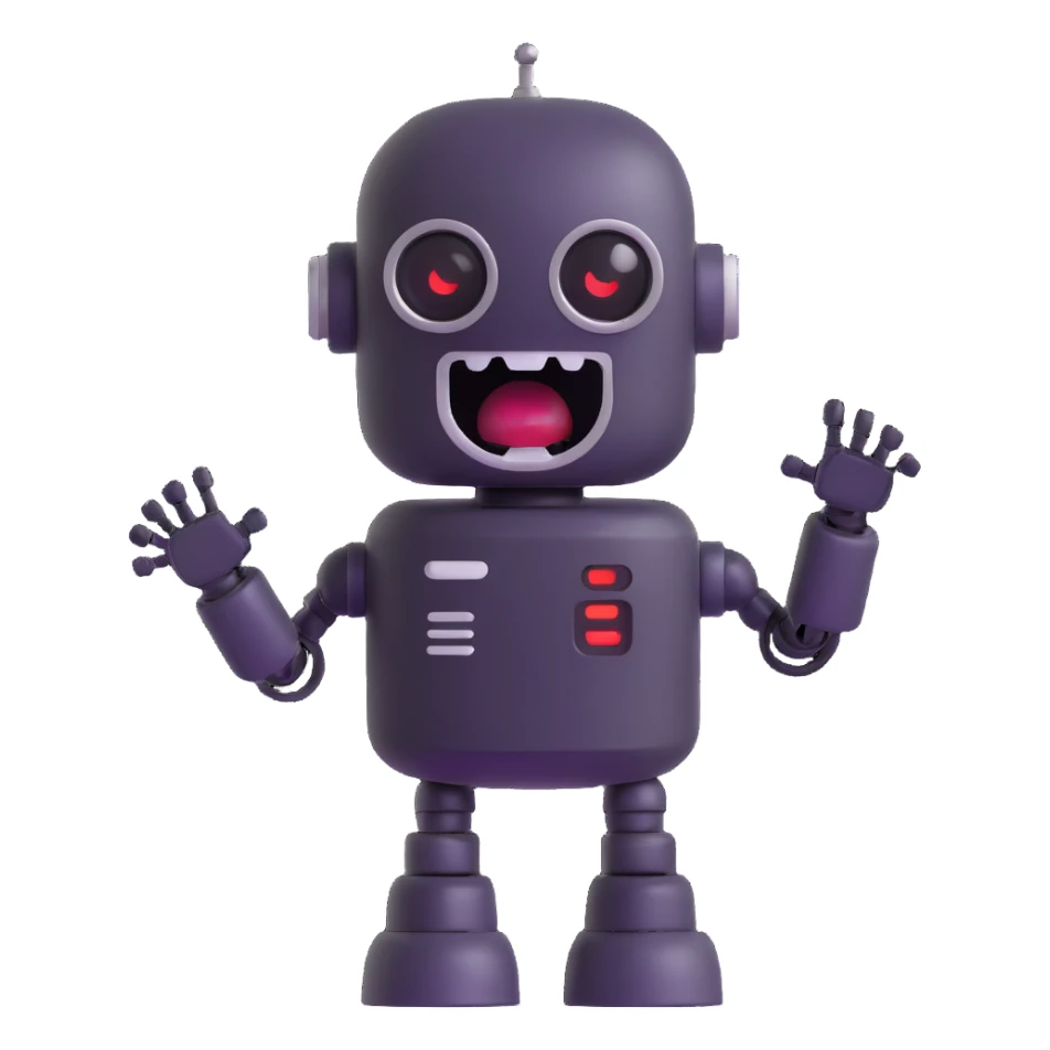 Robot talking with open mouth, speaking robot sticker