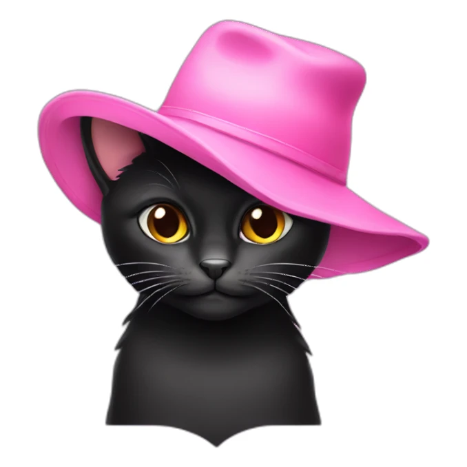 Black cat in a pink hat sticker