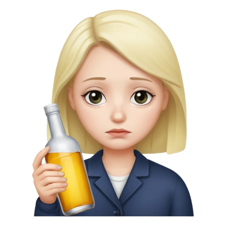 sad face holding alcohol bottle  sticker