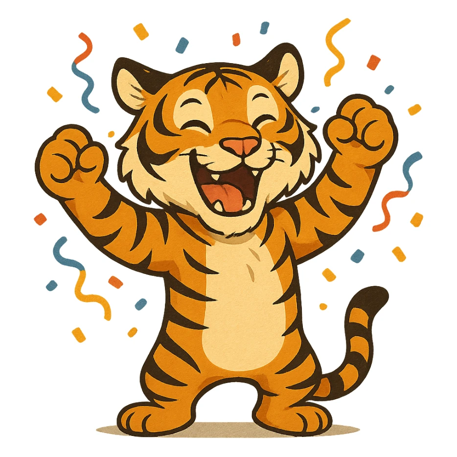 tiger celebrating, variation 5 sticker