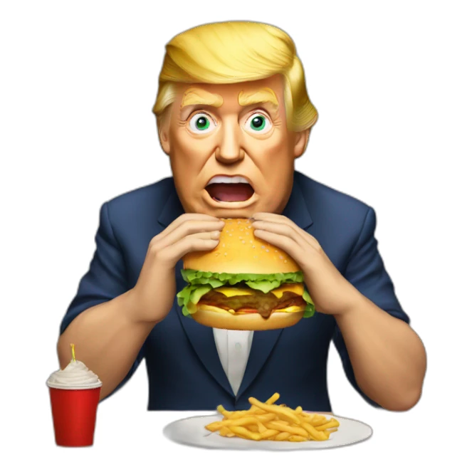 Trump eating a burger  sticker