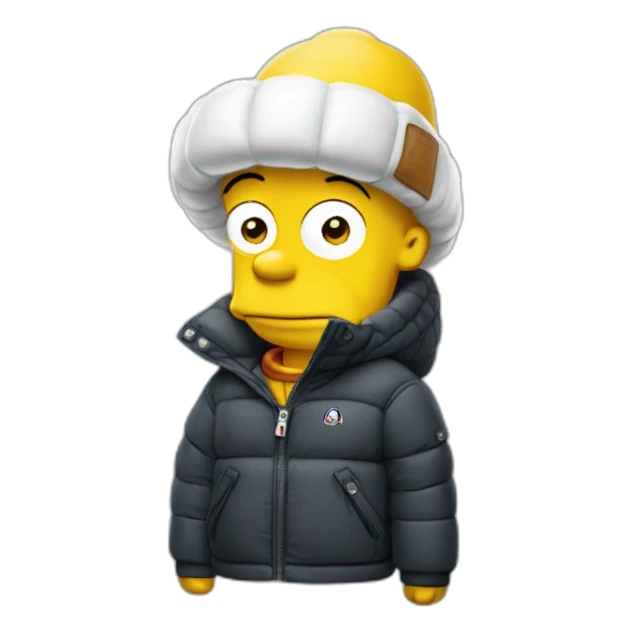 homer simpson with a puffer jacket moncler sticker