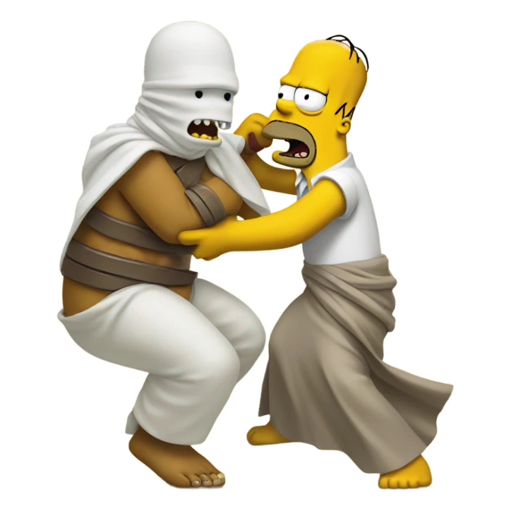 Homer simpson fighting a mummy sticker