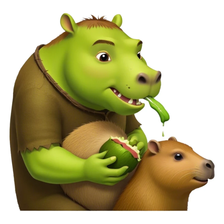 Crazy Shrek eat capibara sticker