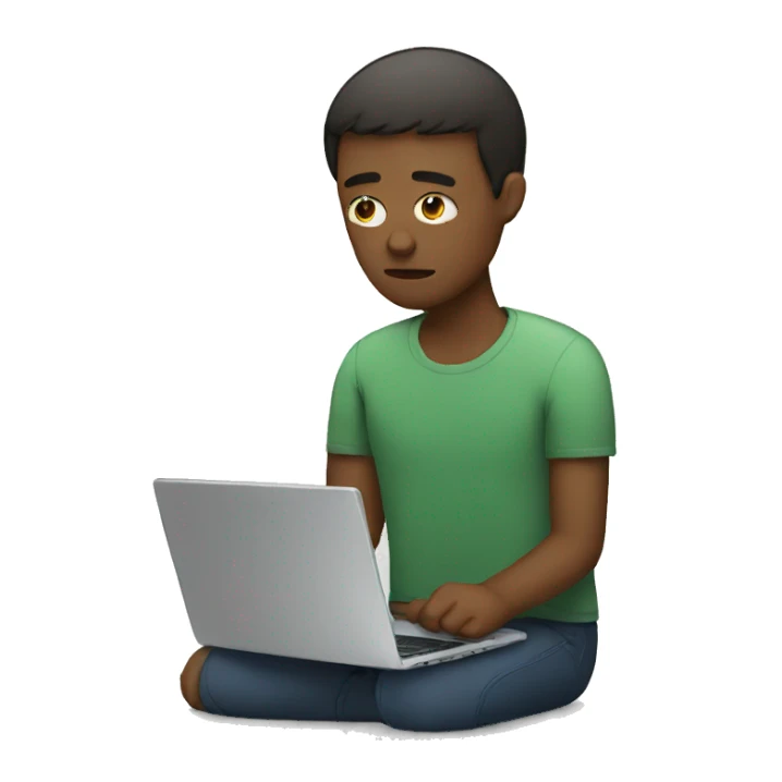 sad person with laptop sticker
