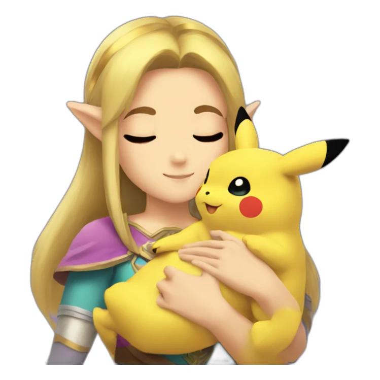 Princess Zelda cuddling a pikachu sticker