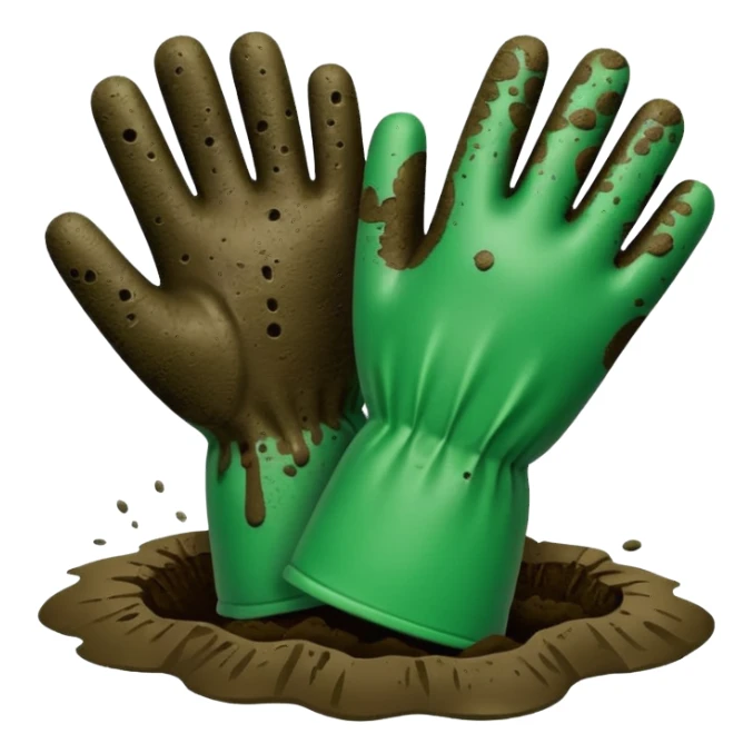 green gloves gardening with mud sticker