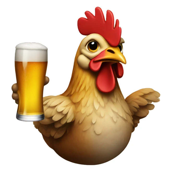 Chicken drinking beer sticker
