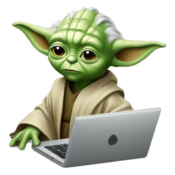Yoda with laptop sticker
