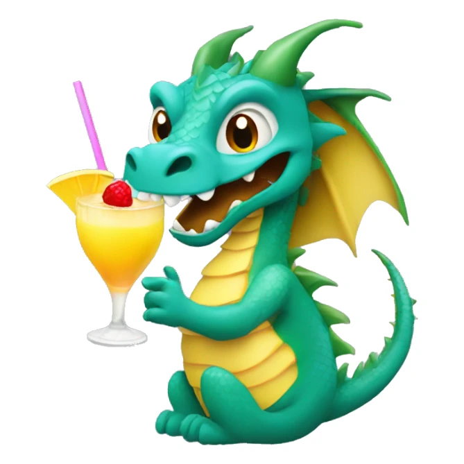 Dragon holding a pina colada sticker