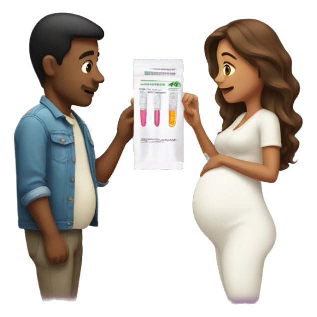 couple looking at pregnancy test sticker