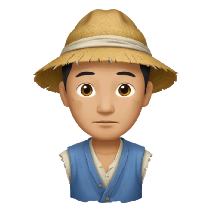 china ancient man, farmer, tattered sticker