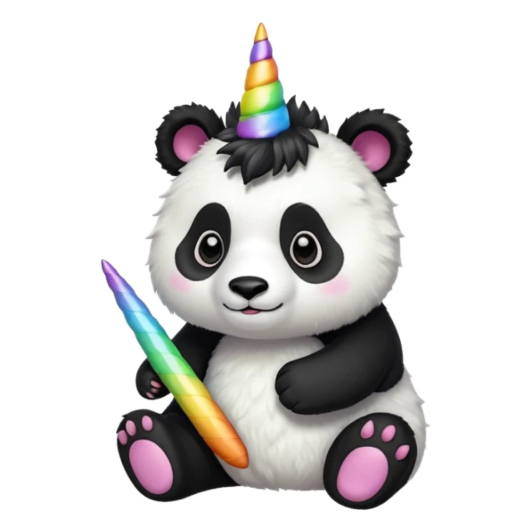 Panda with a unicorn horn sticker
