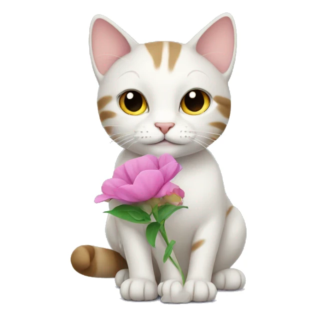 Cat holding a flower  sticker