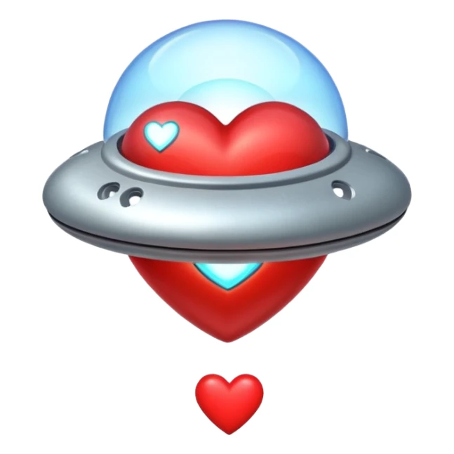 ufo stealing heart flying over heart sticker
