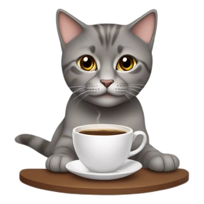 British short hair drinking a coffee sticker