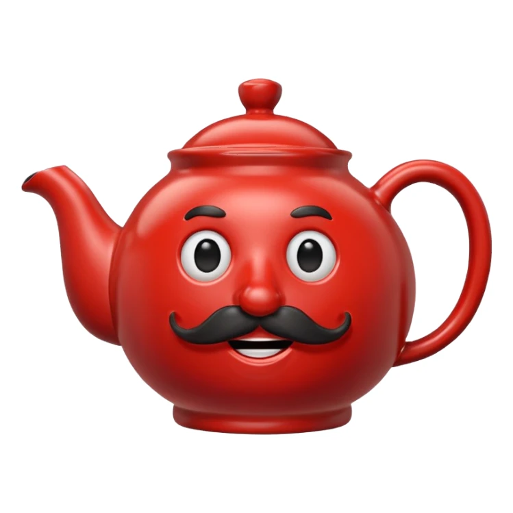 talking teapot red with mustach sticker