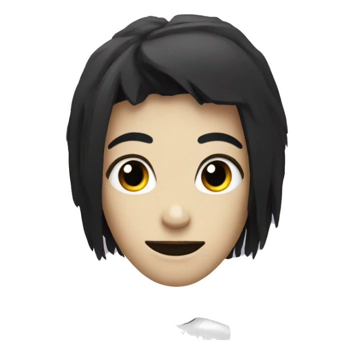 robot face with black hair sticker