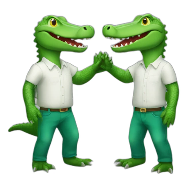 2 alligators give each other high five sticker