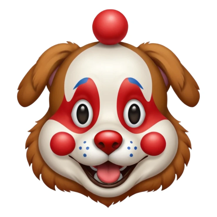 dog staff with a clown nose sticker