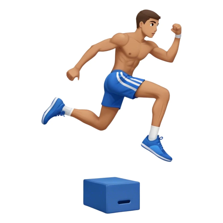 man in blue shorts box-jump exercise side-view sticker
