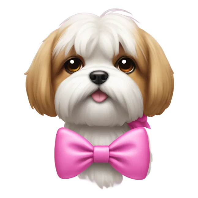 A shitzu dog with a pink bow sticker