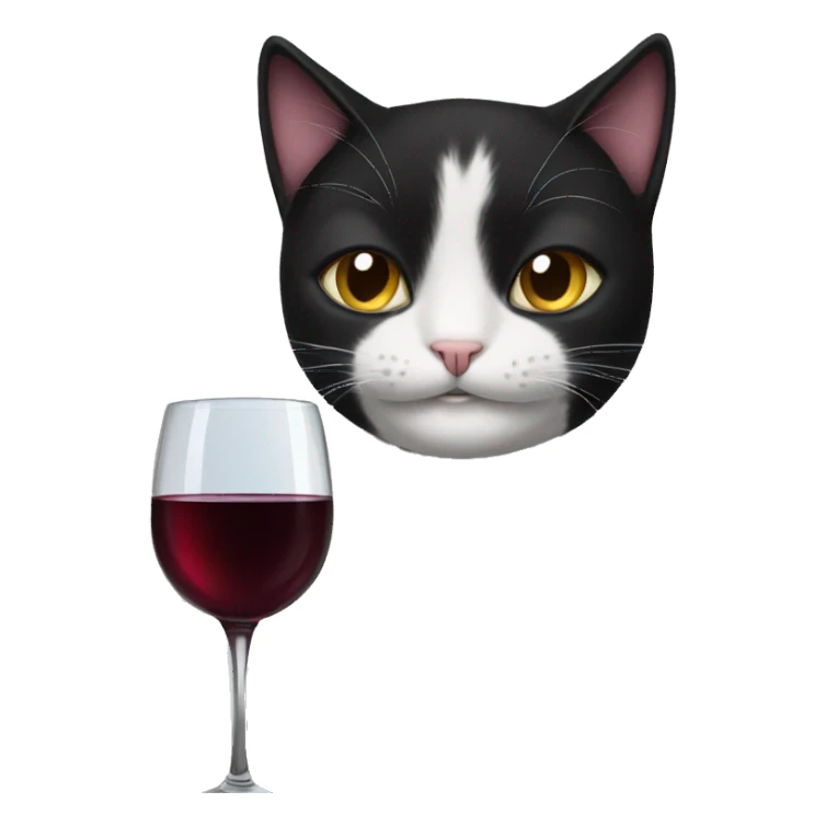 Black and white cat drinking wine  sticker